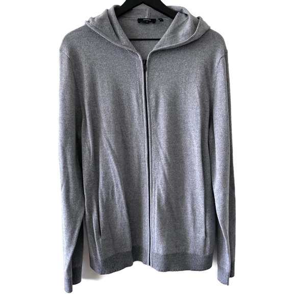 Theory Gray Zip Up Sweater Hoodie